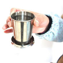 Load image into Gallery viewer, Mini Stainless Steel Portable Outdoor Travel Camping Folding Collapsible Cup Telescopic Mug With Keychain 75Ml /140Ml /240Ml