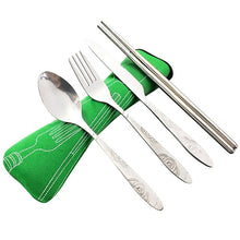 Load image into Gallery viewer, 4 Pcs/Set Stainless Steel Fork Spoon Chopsticks Travel Camping Cutlery Tools Tableware BB55