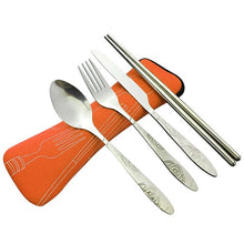 Load image into Gallery viewer, 4 Pcs/Set Stainless Steel Fork Spoon Chopsticks Travel Camping Cutlery Tools Tableware BB55