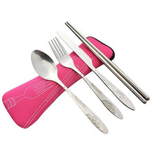 Load image into Gallery viewer, 4 Pcs/Set Stainless Steel Fork Spoon Chopsticks Travel Camping Cutlery Tools Tableware BB55