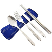 Load image into Gallery viewer, 4 Pcs/Set Stainless Steel Fork Spoon Chopsticks Travel Camping Cutlery Tools Tableware BB55
