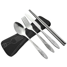 Load image into Gallery viewer, 4 Pcs/Set Stainless Steel Fork Spoon Chopsticks Travel Camping Cutlery Tools Tableware BB55