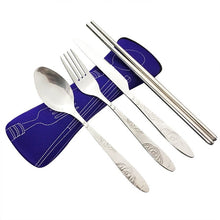 Load image into Gallery viewer, 4 Pcs/Set Stainless Steel Fork Spoon Chopsticks Travel Camping Cutlery Tools Tableware BB55