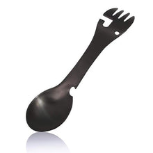 Load image into Gallery viewer, Multi Function Camping Knife Fork Spoon Picnic Gadget Utensil Knife Spoon Fork Bottle Can Opener 5 in1 Stainless Steel Spork