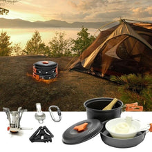 Load image into Gallery viewer, 8pcs/set Outdoor Camping Cookware Set Portable Utensils 2-3 Persons Bowl Pot Spoon tableware Cooking Travel Picnic Set