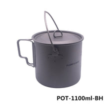 Load image into Gallery viewer, FLAME'S CREED 1100ml 1950ml Ultralight Outdoor Camping Titanium Pot &amp; pan Cooking Pot fry pan Titamium Cookware Sets Pot