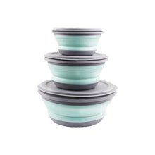 Load image into Gallery viewer, 3PCs Folding Bowl Outdoor Camping Tableware Sets Silicone Folding Lunch Box Portable Silicone Salad Bowl With Lid Silica Gel