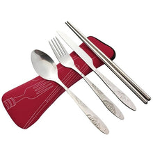 Load image into Gallery viewer, 2019 High Quality Stainless Steel Outdoor Travel Camping Portable Set Fork Spoon Chopsticks Outdoor Camping Cutlery Bag sets