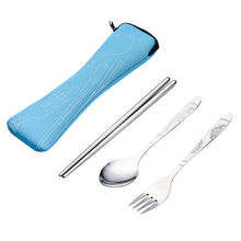 Load image into Gallery viewer, 2019 High Quality Stainless Steel Outdoor Travel Camping Portable Set Fork Spoon Chopsticks Outdoor Camping Cutlery Bag sets