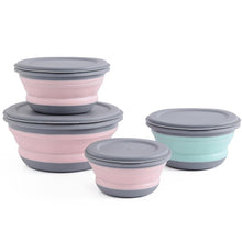 Load image into Gallery viewer, 3PCs Folding Bowl Outdoor Camping Tableware Sets Silicone Folding Lunch Box Portable Silicone Salad Bowl With Lid Silica Gel
